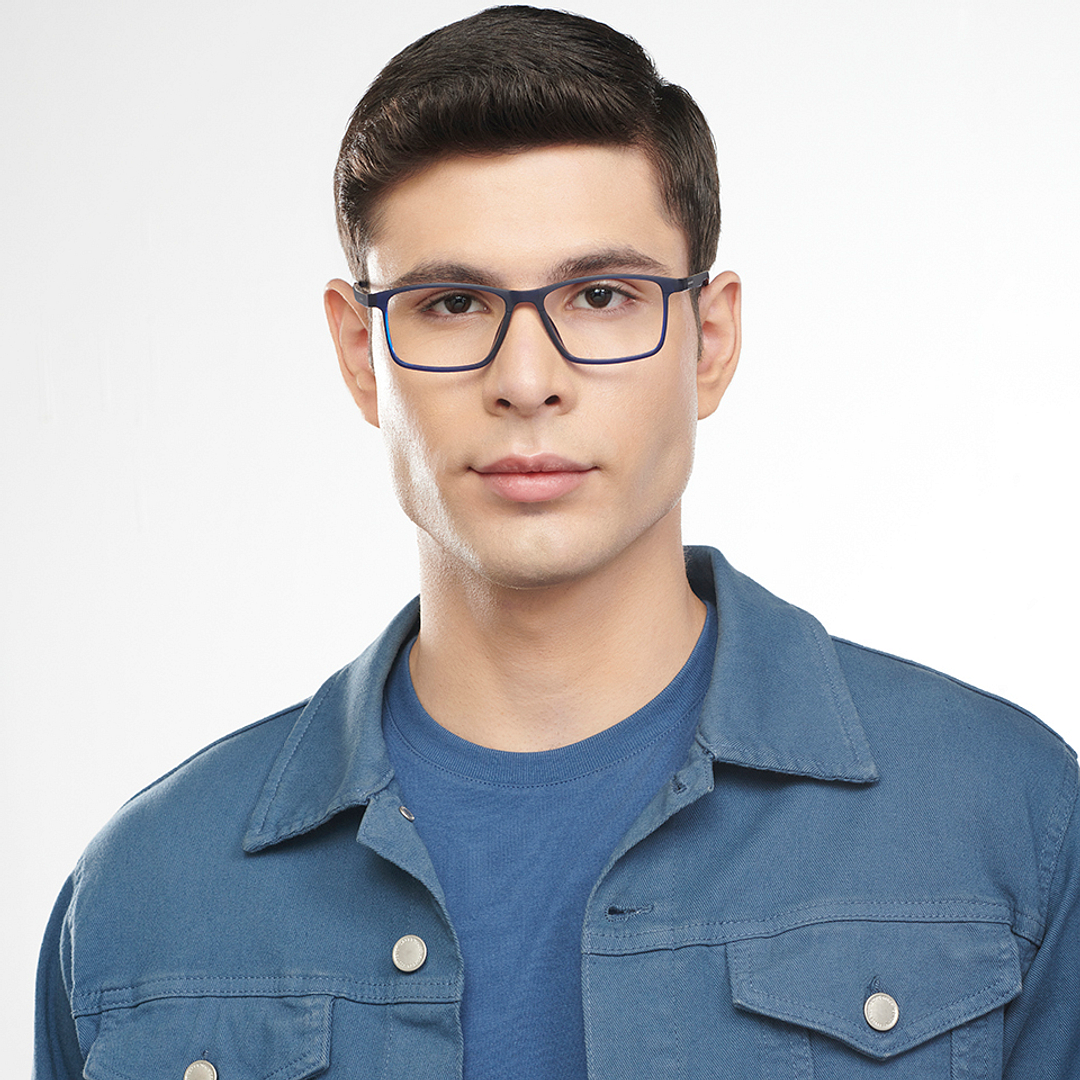 Lenskart BLU Screen Glasses Blue Block Zero Power Screen Glasses : Blue Full Rim Rectangle Lenskart Blu LB E13738-C3 left side