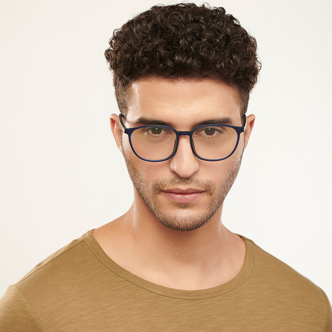 Lenskart BLU Screen Glasses Blue Block Zero Power Screen Glasses : Navy Blue Full Rim Square Lenskart Blu-C5 right side