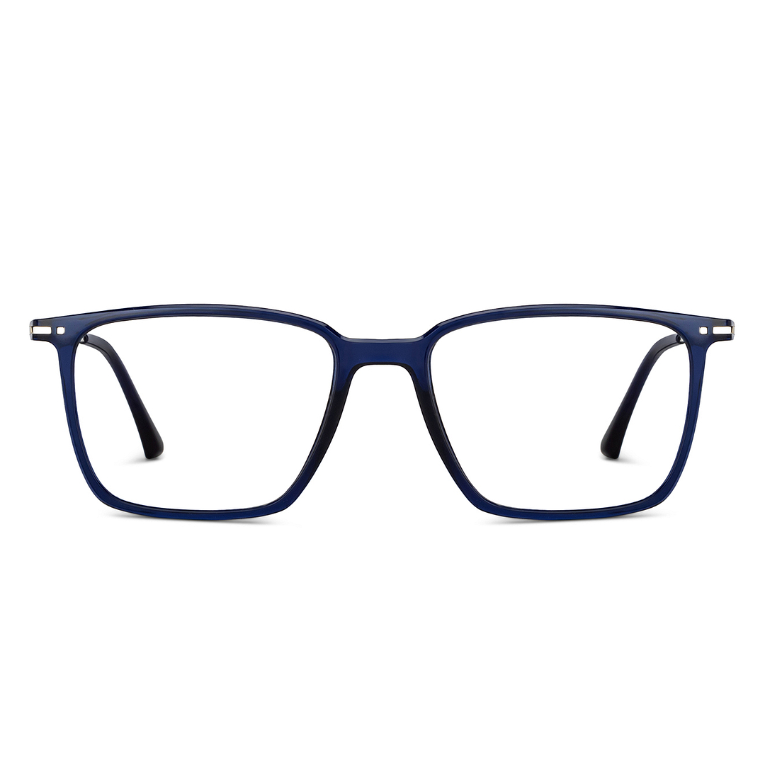 Lenskart BLU Screen Glasses Blue Block Zero Power Screen Glasses : Blue Silver Full Rim Square Lenskart Blu LB E14785-C1 left side