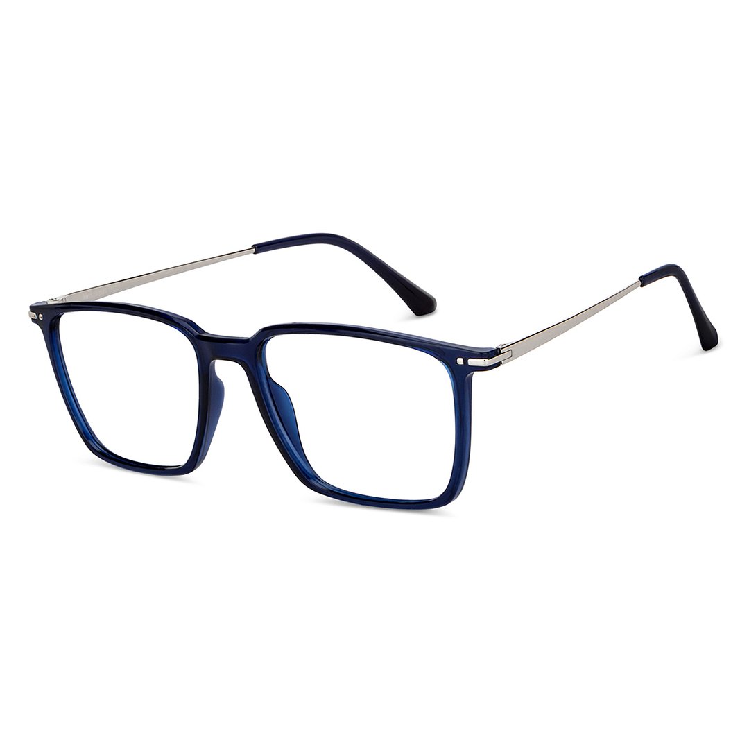 Lenskart BLU Screen Glasses Blue Block Zero Power Screen Glasses : Blue Silver Full Rim Square Lenskart Blu LB E14785-C1 right side