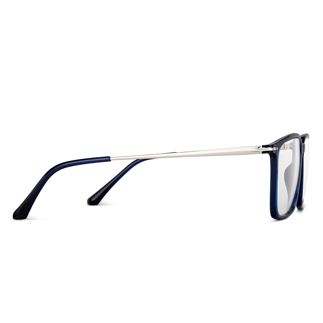 Lenskart BLU Screen Glasses Blue Block Zero Power Screen Glasses : Blue Silver Full Rim Square Lenskart Blu LB E14785-C1 left side