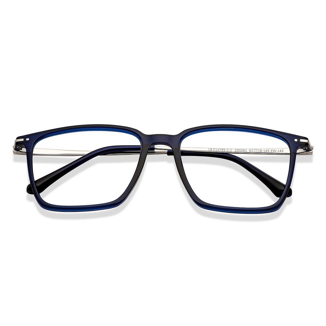 Lenskart BLU Screen Glasses Blue Block Zero Power Screen Glasses : Blue Silver Full Rim Square Lenskart Blu LB E14785-C1 left side