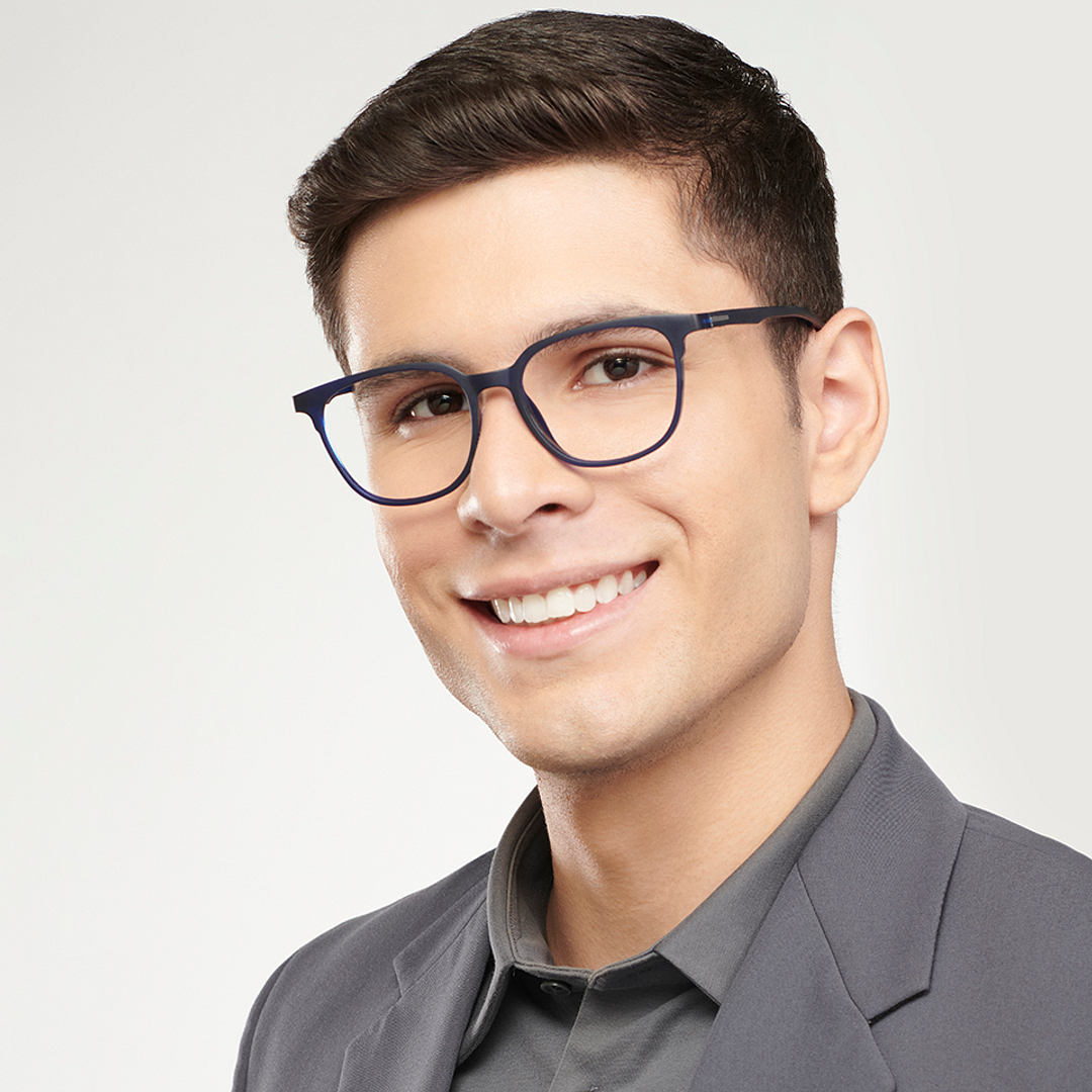 Lenskart BLU Screen Glasses Blue Block Zero Power Screen Glasses : Navy Full Rim Square Lenskart Blu LB E13740-C3 left side