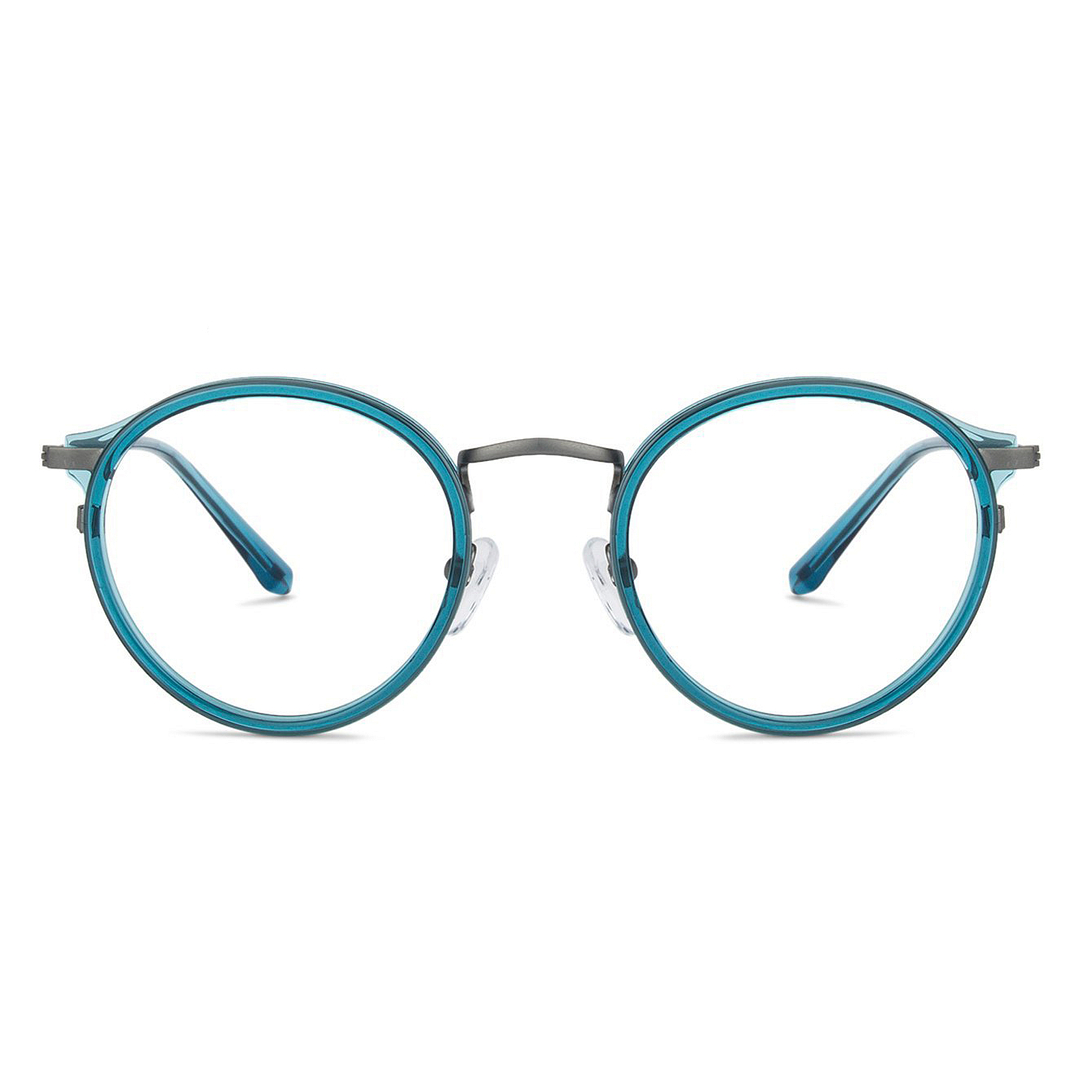 Lenskart BLU Screen Glasses Blue Block Zero Power Screen Glasses: Blue Gunmetal Blue Full Rim Round Lenskart BLU LB E13530-C3 left side