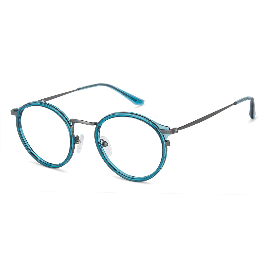 Lenskart BLU Screen Glasses Blue Block Zero Power Screen Glasses: Blue Gunmetal Blue Full Rim Round Lenskart BLU LB E13530-C3 right side