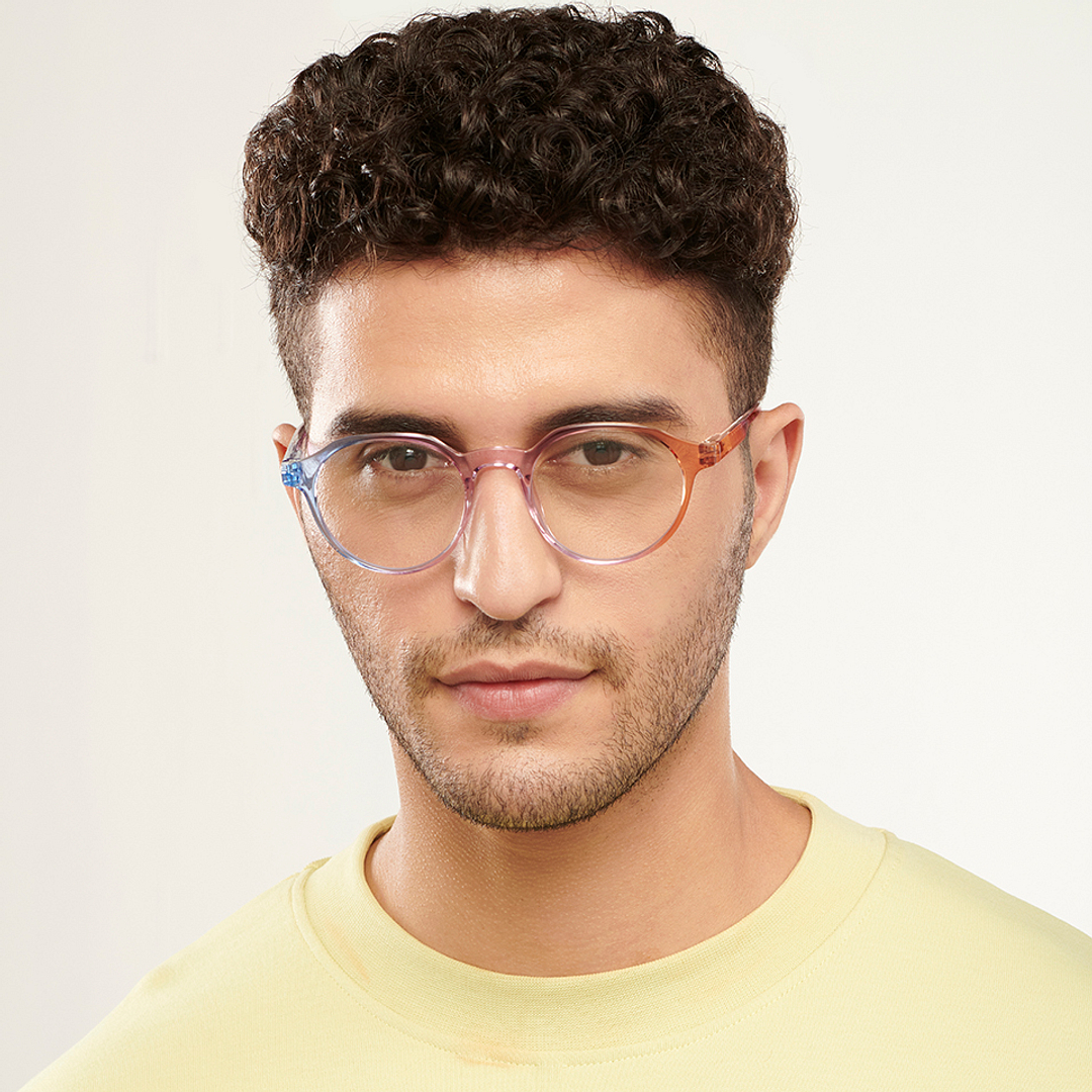 Lenskart BLU Screen Glasses Blue Block Zero Power Screen Glasses: Blue Pink Brown Full Rim Geometric Lenskart Blu LB E14060-C8 right side