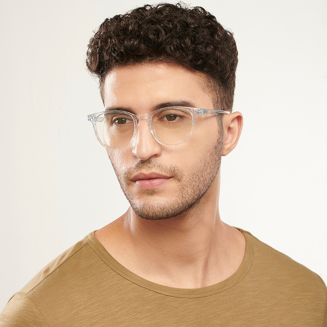 Lenskart BLU Screen Glasses Blue Block Zero Power Screen Glasses: Blue Transparent Full Rim Square Lenskart Blu LB E14058-C13 left side