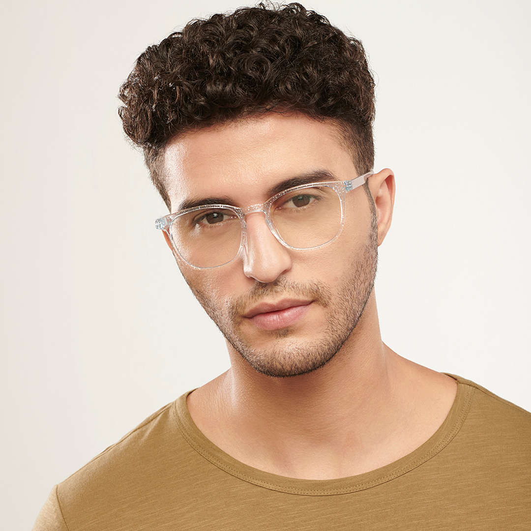 Lenskart BLU Screen Glasses Blue Block Zero Power Screen Glasses: Blue Transparent Full Rim Square Lenskart Blu LB E14058-C13 right side