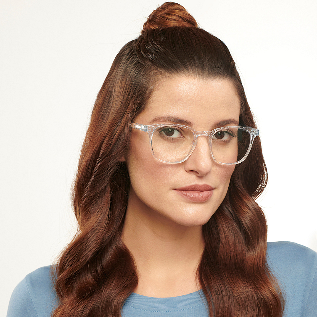 Lenskart BLU Screen Glasses Blue Block Zero Power Screen Glasses: Blue Transparent Full Rim Square Lenskart Blu LB E14058-C13 left side