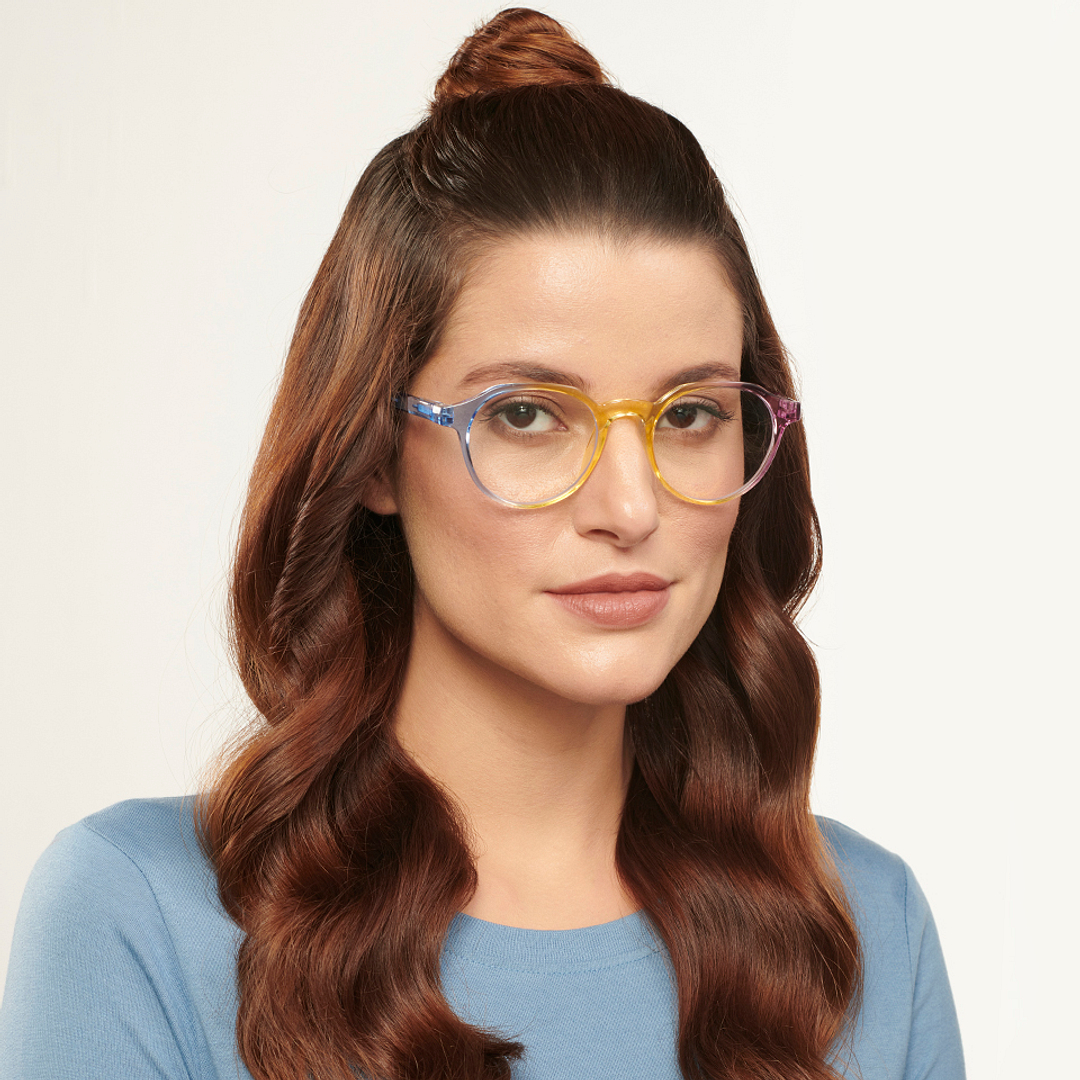 Lenskart BLU Screen Glasses Blue Block Zero Power Screen Glasses: Blue Yellow Pink Full Rim Geometric Lenskart Blu LB E14060-C6 right side