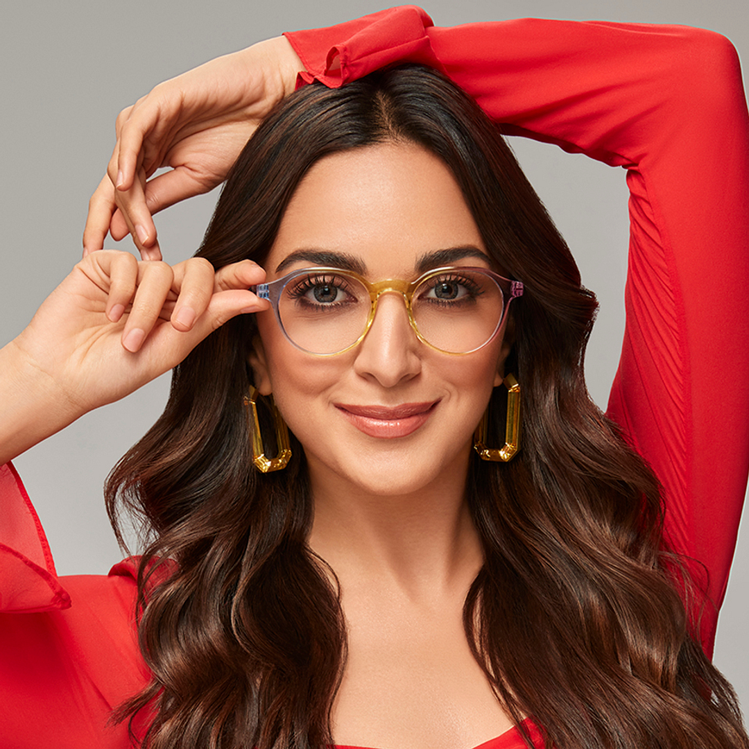 Lenskart BLU Screen Glasses Blue Block Zero Power Screen Glasses: Blue Yellow Pink Full Rim Geometric Lenskart Blu LB E14060-C6 left side