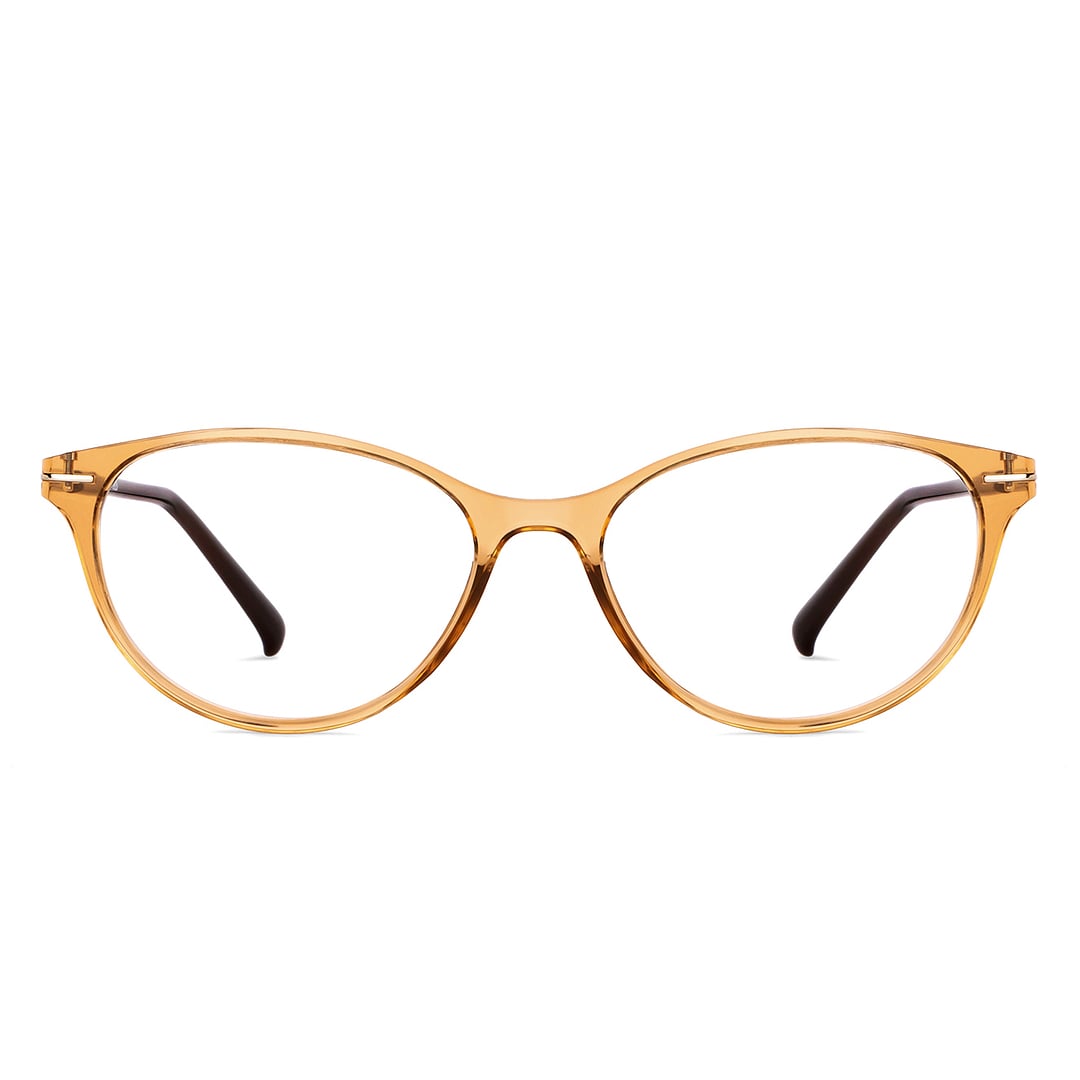 Lenskart BLU Screen Glasses Blue Block Zero Power Screen Glasses: Brown Transparent Full Rim Cat Eye Lenskart Blu LB E14791-C2 left side