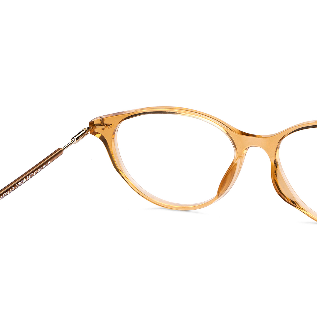 Lenskart BLU Screen Glasses Blue Block Zero Power Screen Glasses: Brown Transparent Full Rim Cat Eye Lenskart Blu LB E14791-C2 right side