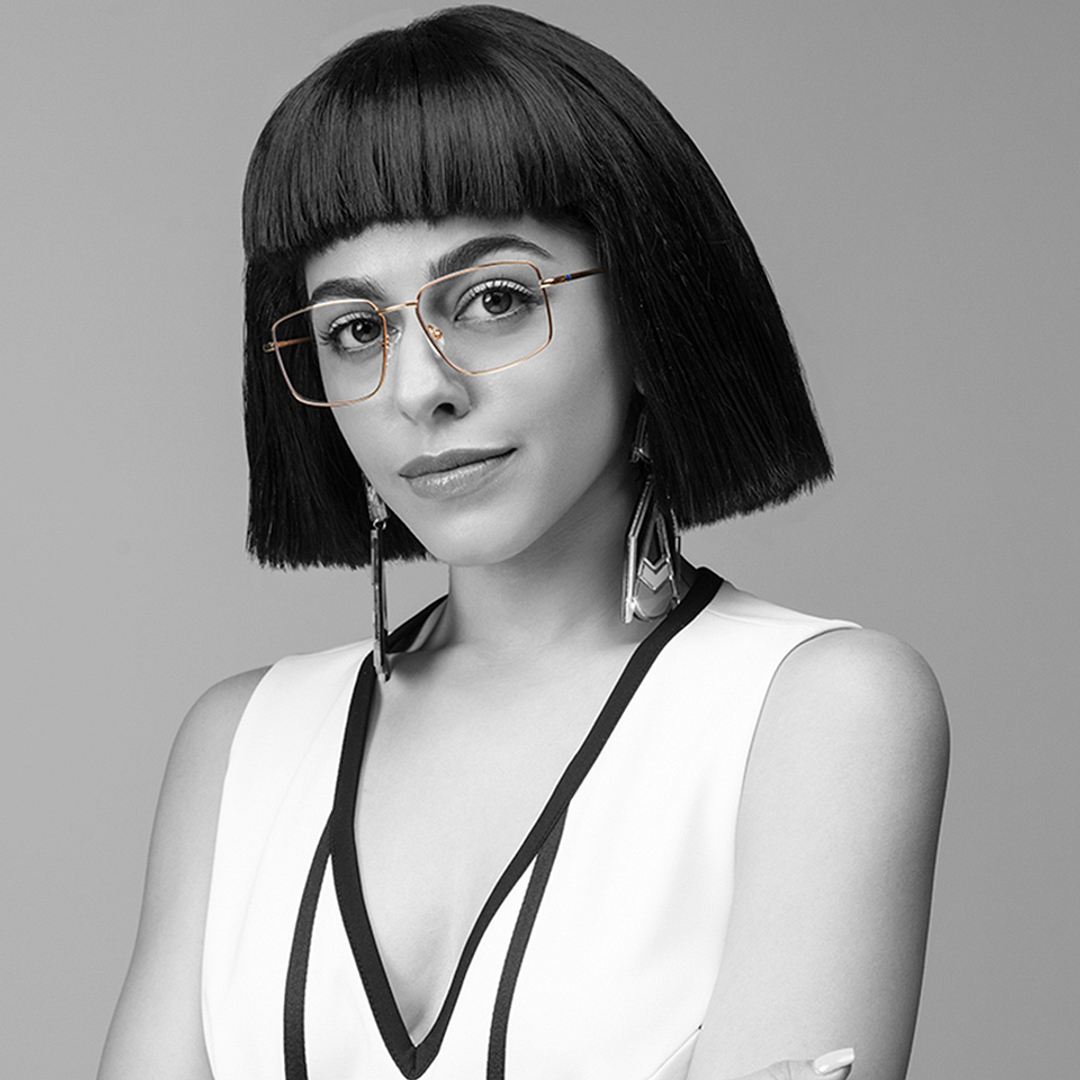 Lenskart BLU Screen Glasses Alaya : Blue Block Zero Power Screen Glasses: : Gold Black Full Rim Geometric Lenskart BLU LB E14483-C3 right side