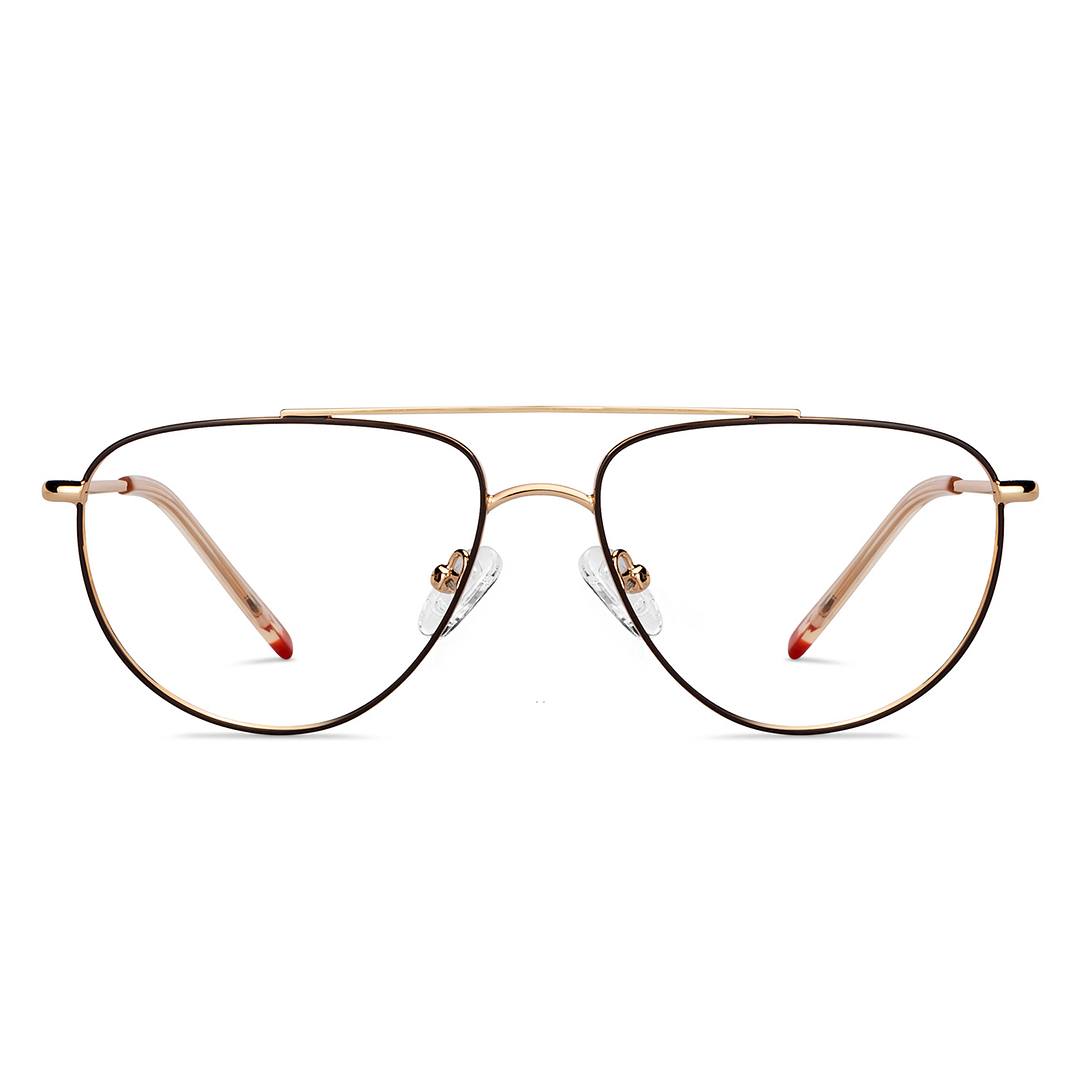 Lenskart BLU Screen Glasses Blue Block Zero Power Screen Glasses: Gold Brown Full Rim Aviator Lenskart Blu LB E14521-C2 right side