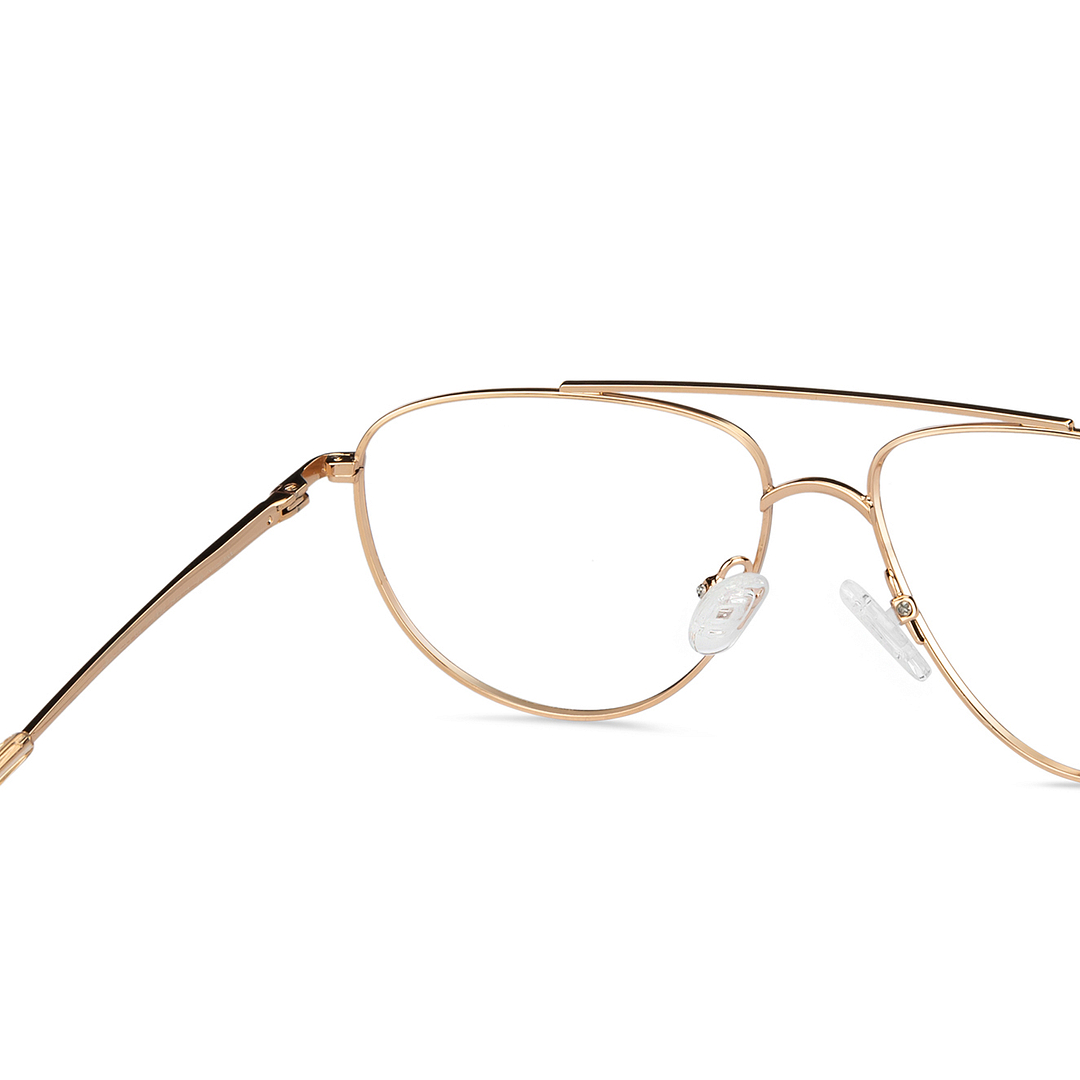 Lenskart BLU Screen Glasses Blue Block Zero Power Screen Glasses: Gold Brown Full Rim Aviator Lenskart Blu LB E14521-C2 right side