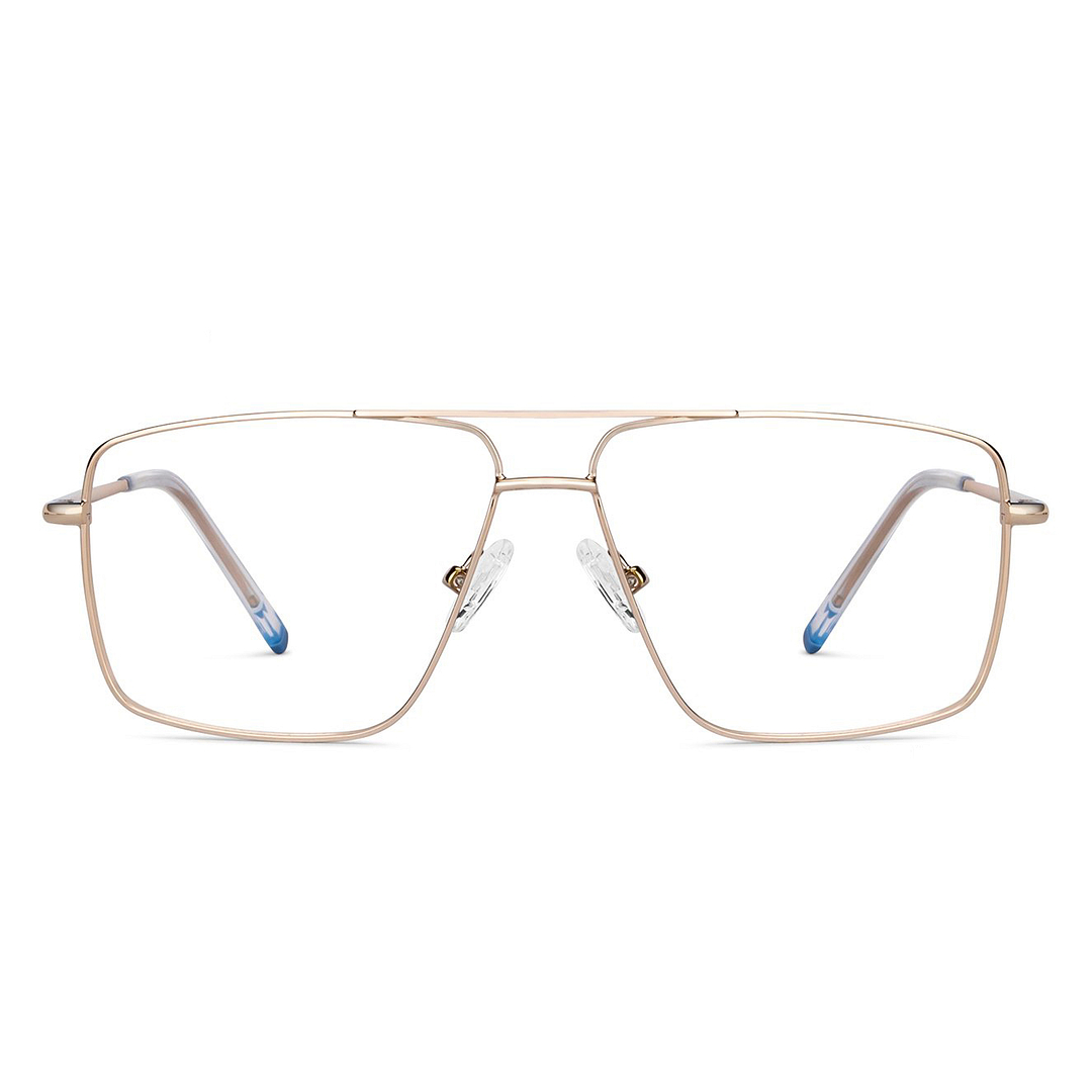 Lenskart BLU Screen Glasses Blue Block Zero Power Screen Glasses: Gold Transparent Full Rim Aviator Lenskart Blu LB E14484-C1 left side