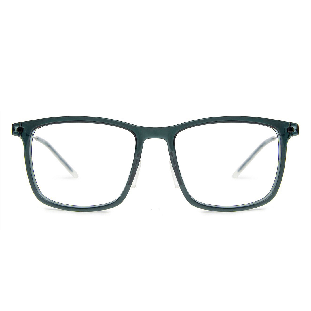 Lenskart BLU Screen Glasses Blue Block Zero Power Screen Glasses: Green Black White Full Rim Square Lenskart Blu VC E13202-C2 left side