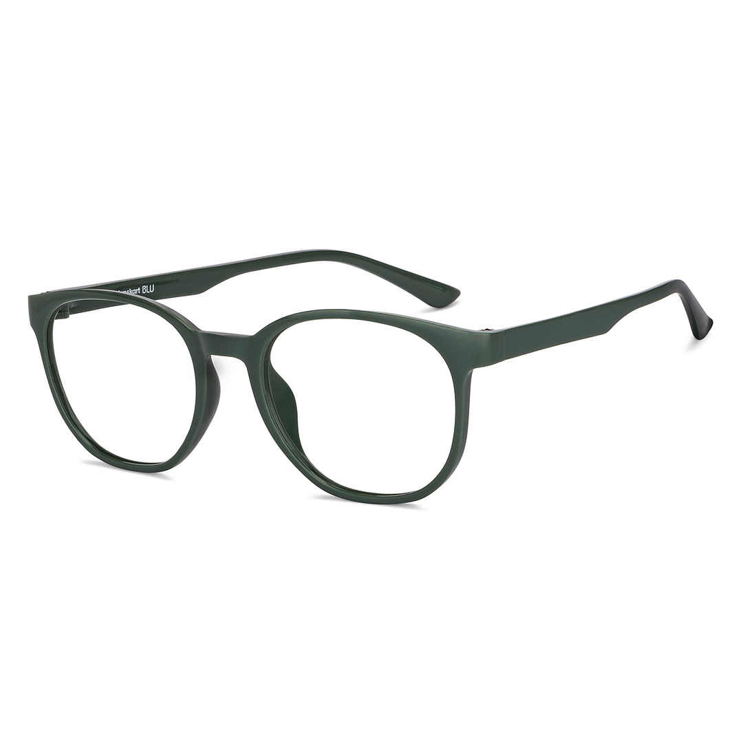 Lenskart BLU Screen Glasses Blue Block Zero Power Screen Glasses : Green Full Rim Round Lenskart Blu LB E14061-C4 right side