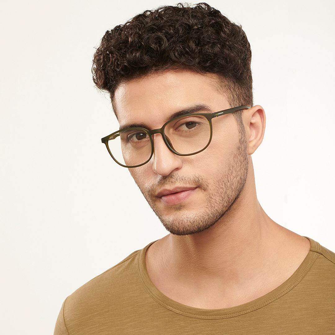 Lenskart BLU Screen Glasses Blue Block Zero Power Screen Glasses : Green Full Rim Round Lenskart Blu-C4 left side