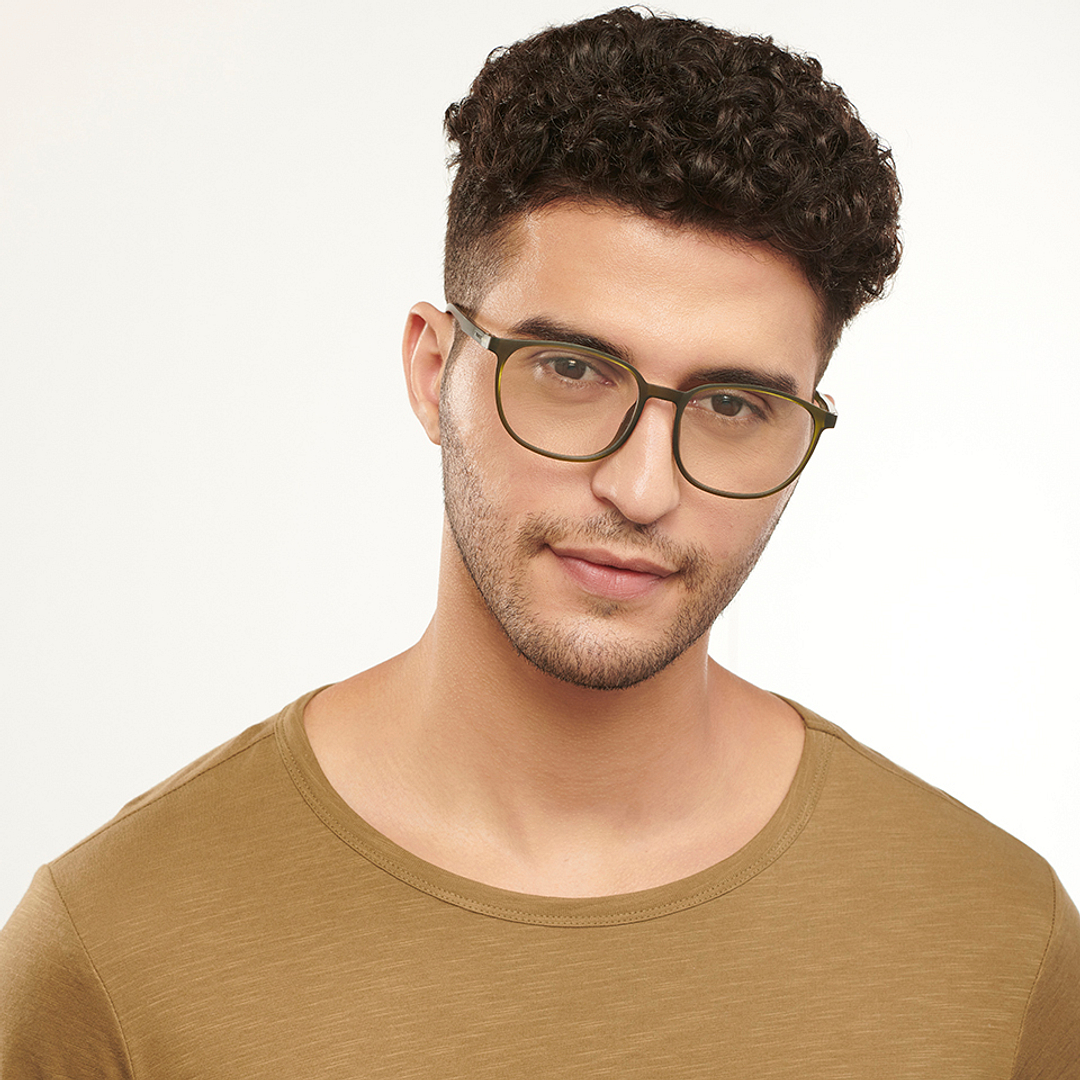 Lenskart BLU Screen Glasses Blue Block Zero Power Screen Glasses : Green Full Rim Round Lenskart Blu-C4 right side