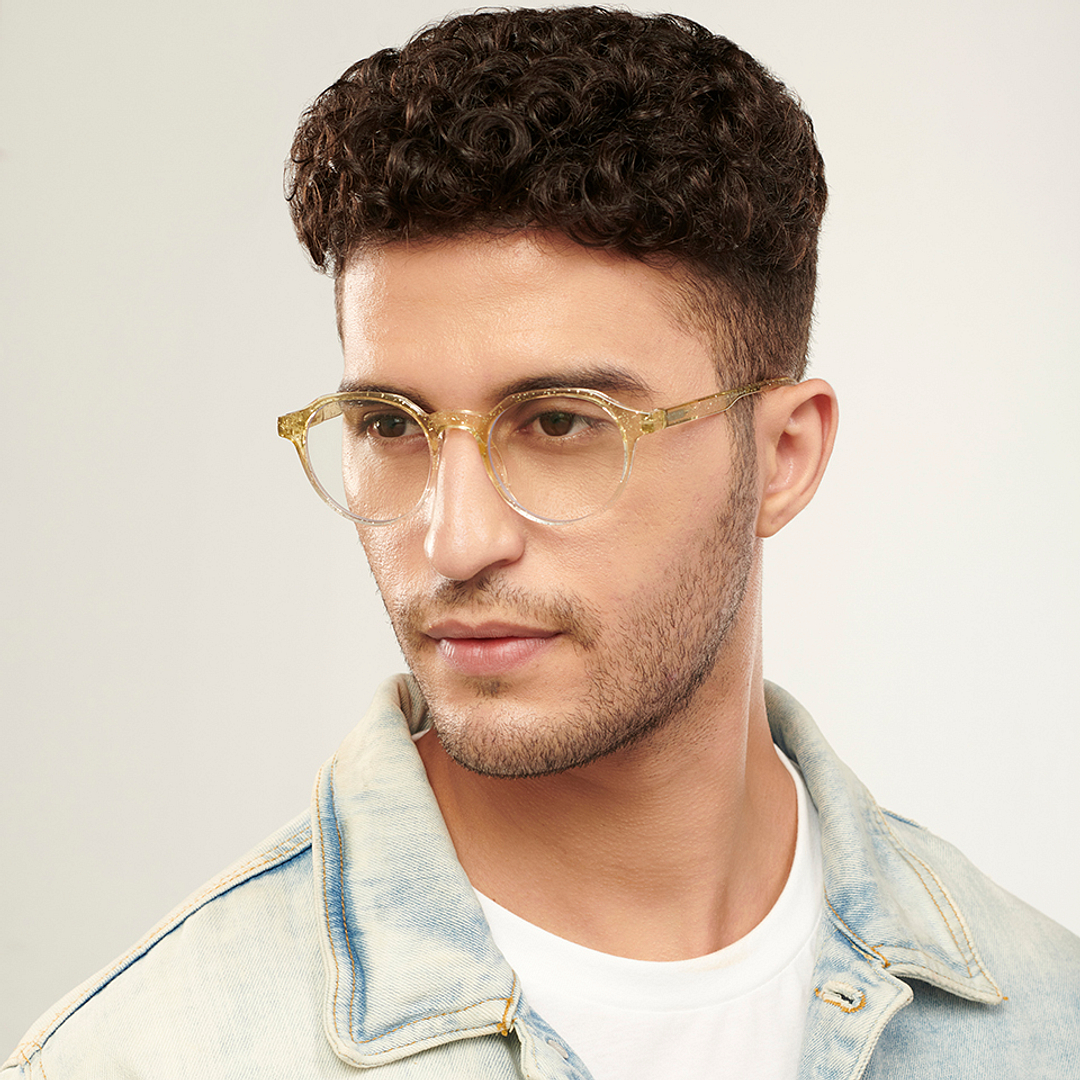 Lenskart BLU Screen Glasses Blue Block Zero Power Screen Glasses: Green Transparent Full Rim Geometric Lenskart Blu LB E14060-C10 left side