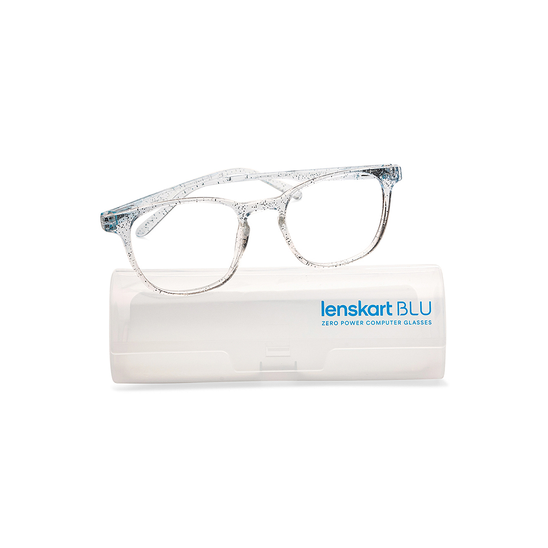 Lenskart BLU Screen Glasses Blue Block Zero Power Screen Glasses: Blue Transparent Full Rim Square Lenskart Blu LB E14058-C13 right side