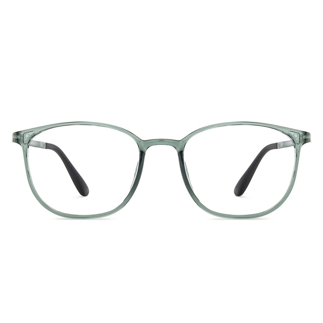 Lenskart BLU Screen Glasses Blue Block Zero Power Screen Glasses : Grey Transparent Black Full Rim Round Lenskart Blu LB E13528-C5 left side