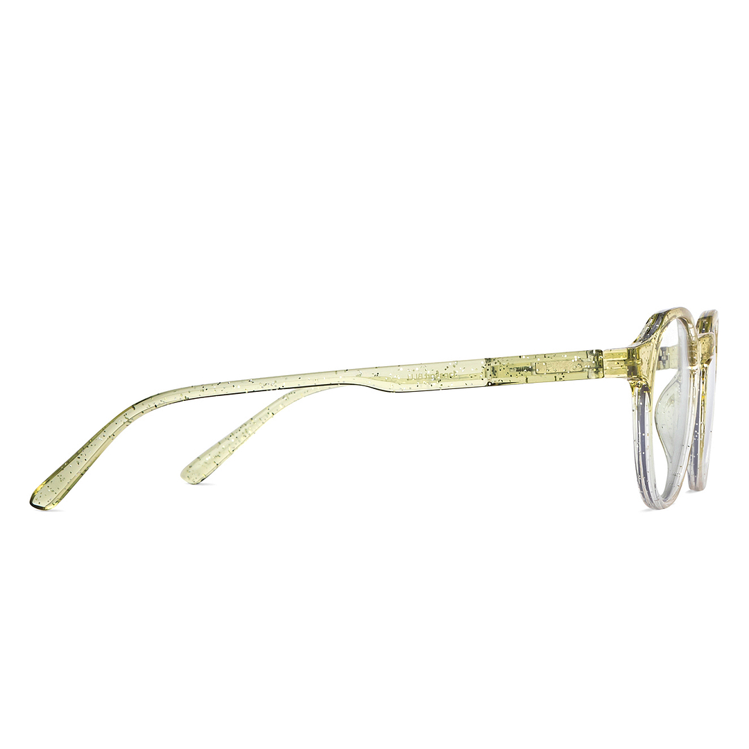 Lenskart BLU Screen Glasses Blue Block Zero Power Screen Glasses: Green Transparent Full Rim Geometric Lenskart Blu LB E14060-C10 left side