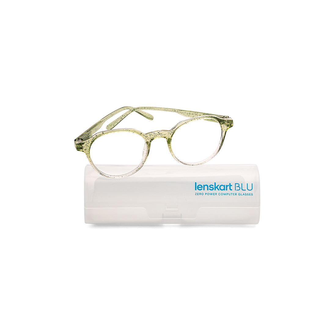 Lenskart BLU Screen Glasses Blue Block Zero Power Screen Glasses: Green Transparent Full Rim Geometric Lenskart Blu LB E14060-C10 right side