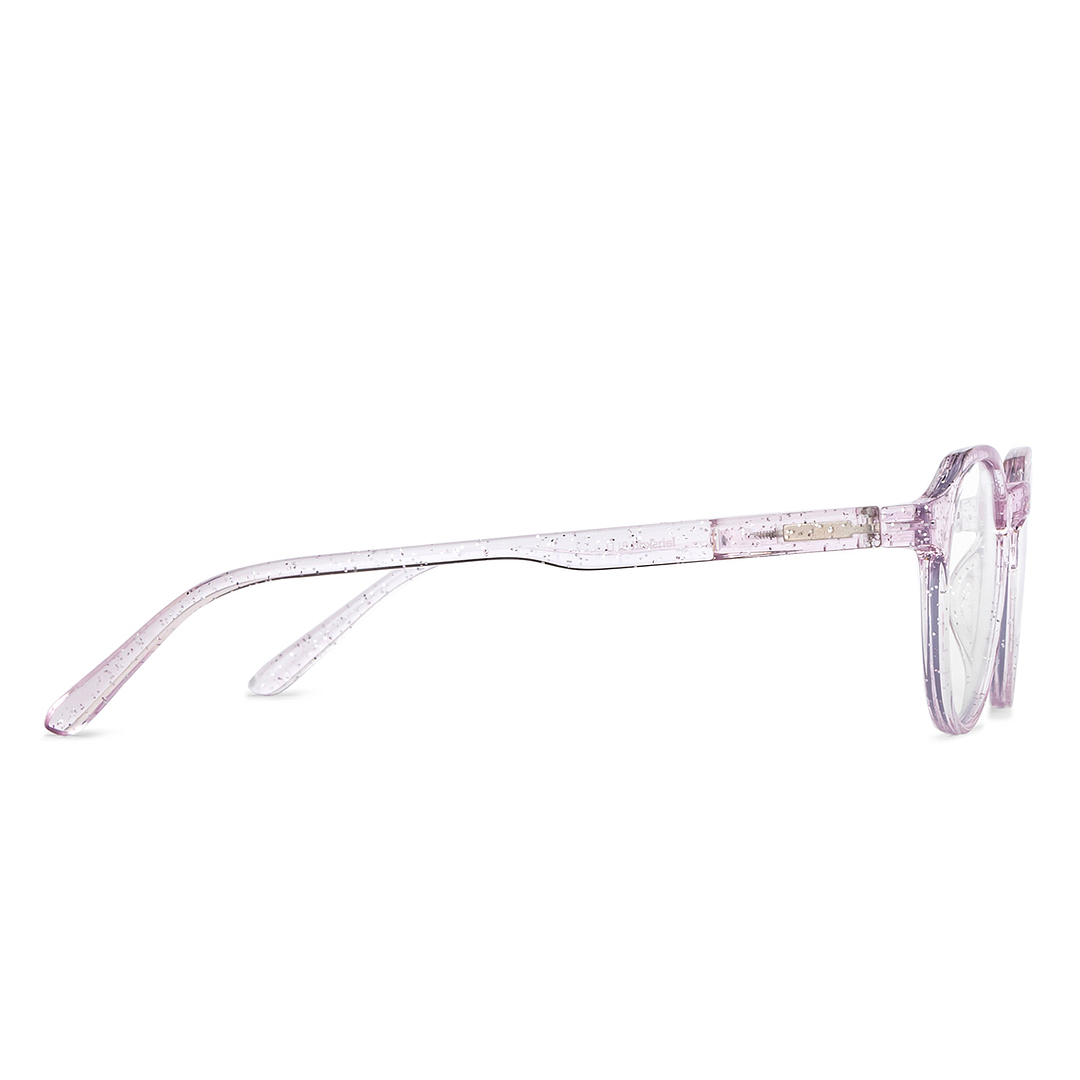 Lenskart BLU Screen Glasses Blue Block Zero Power Screen Glasses: Pink Transparent Full Rim Geometric Lenskart Blu LB E14060-C13 right side