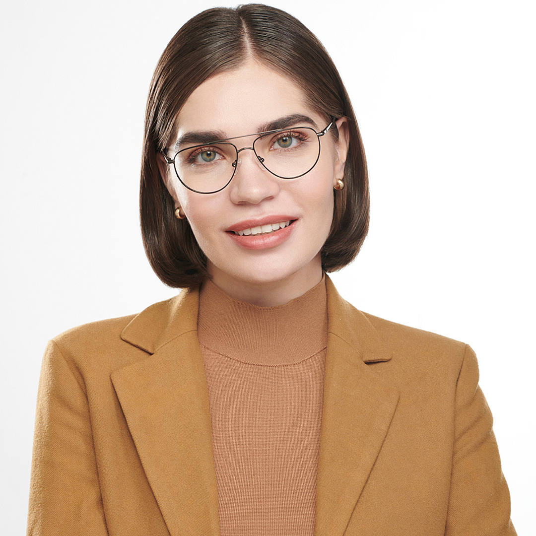 Lenskart BLU Screen Glasses Blue Block Zero Power Screen Glasses: Gunmetal Full Rim Aviator Lenskart Blu LB E14521-C1 right side