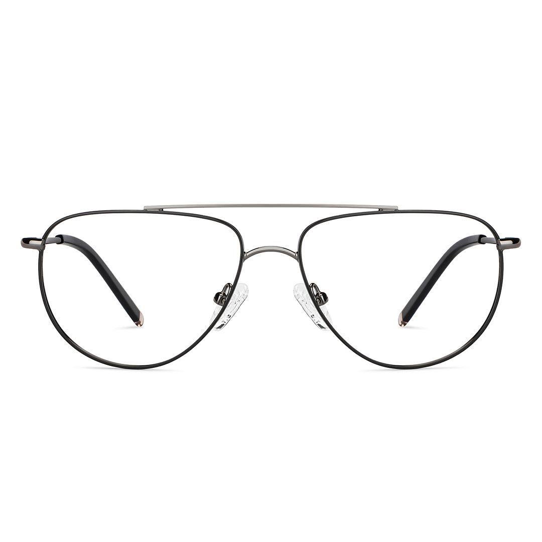 Lenskart BLU Screen Glasses Blue Block Zero Power Screen Glasses: Gunmetal Full Rim Aviator Lenskart Blu LB E14521-C1 left side