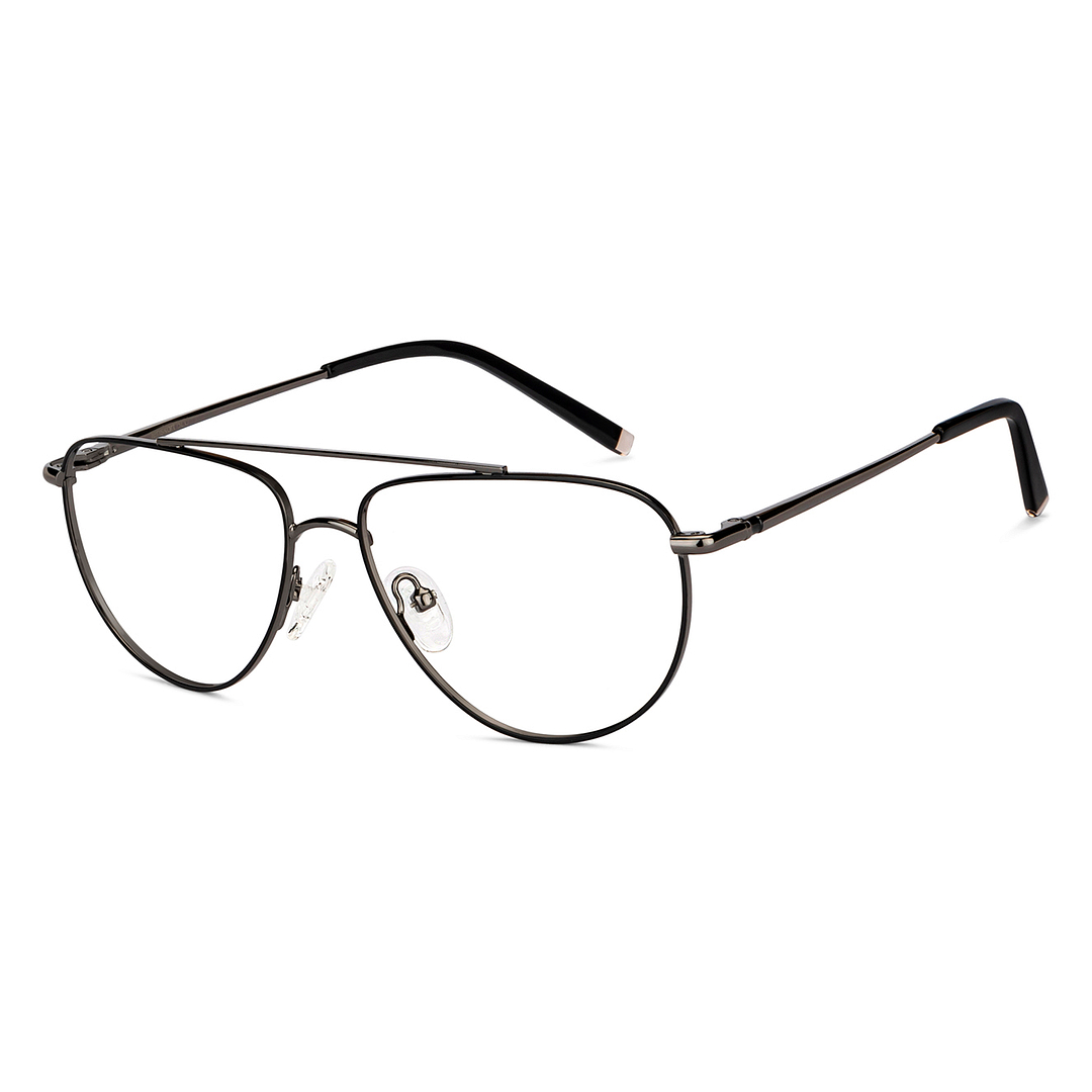 Lenskart BLU Screen Glasses Blue Block Zero Power Screen Glasses: Gunmetal Full Rim Aviator Lenskart Blu LB E14521-C1 left side