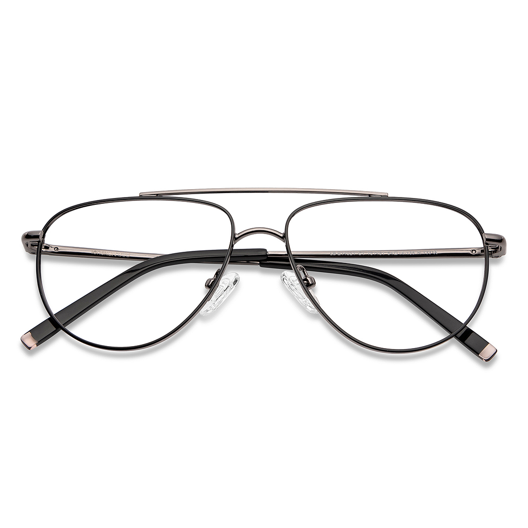 Lenskart BLU Screen Glasses Blue Block Zero Power Screen Glasses: Gunmetal Full Rim Aviator Lenskart Blu LB E14521-C1 right side