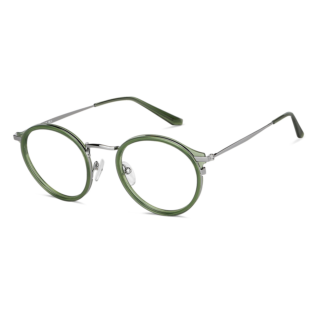 Lenskart BLU Screen Glasses Blue Block Zero Power Screen Glasses: Gunmetal Green Full Rim Round Lenskart BLU LB E13530-C5 right side