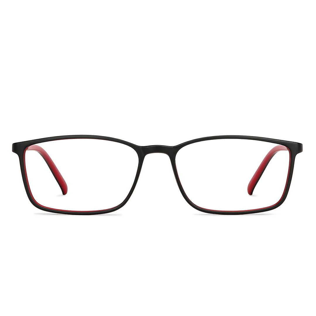 Lenskart BLU Screen Glasses Blue Block Zero Power Screen Glasses : Matte Black Red Full Rim Rectangle Lenskart Blu LB E13527-C2 right side