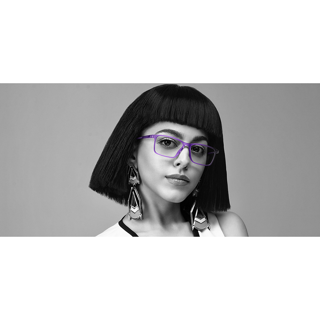 Lenskart BLU Screen Glasses Blue Block Zero Power Screen Glasses : Purple Full Rim Rectangle Lenskart Blu LB E14270-C3 right side