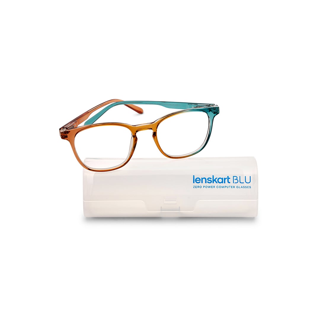 Lenskart BLU Screen Glasses Blue Block Zero Power Screen Glasses: Blue Brown Full Rim Square Lenskart Blu LB E14058-C9 right side