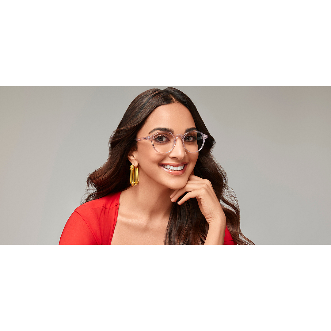 Lenskart BLU Screen Glasses Blue Block Zero Power Screen Glasses: Pink Transparent Full Rim Geometric Lenskart Blu LB E14060-C13 left side