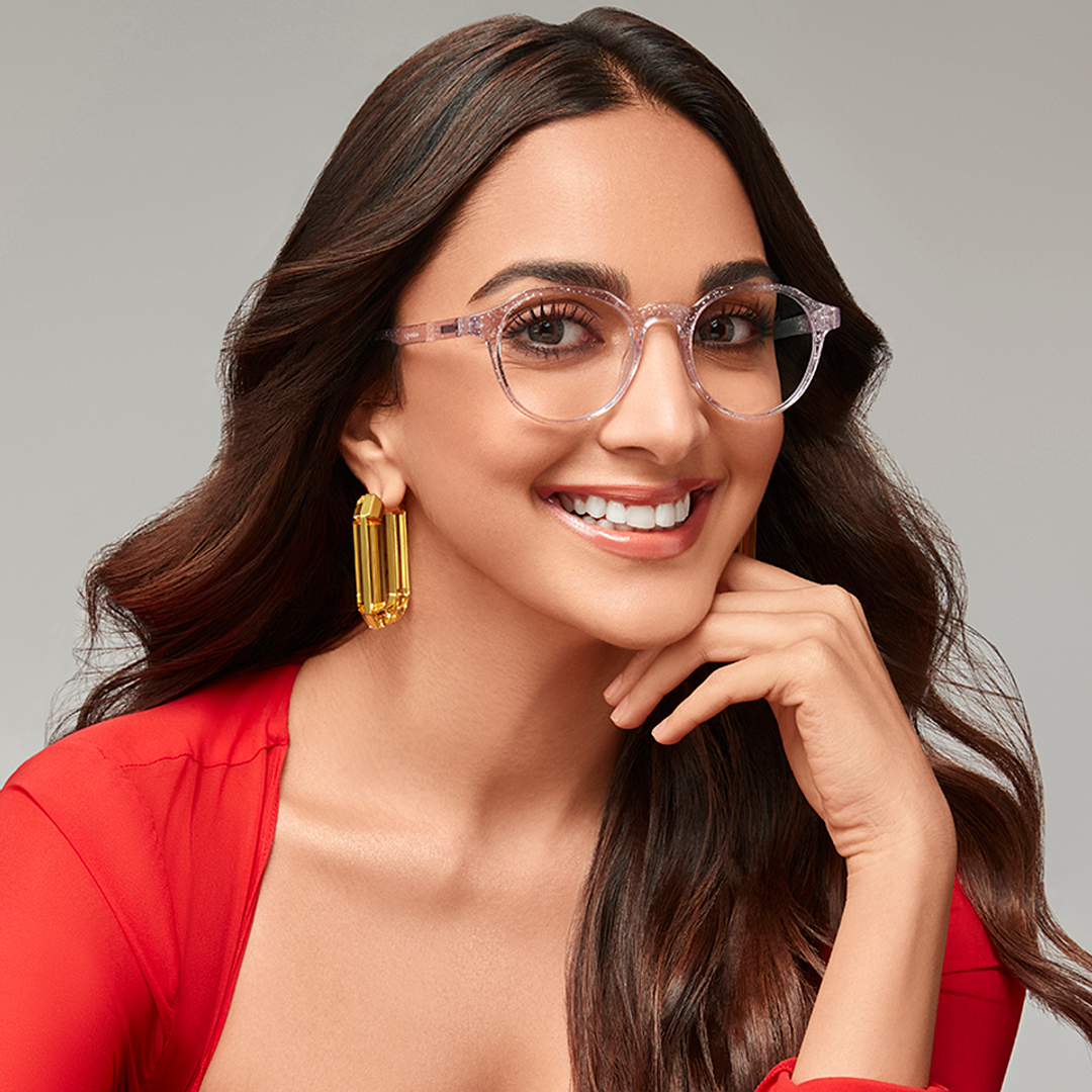 Lenskart BLU Screen Glasses Blue Block Zero Power Screen Glasses: Pink Transparent Full Rim Geometric Lenskart Blu LB E14060-C13 left side