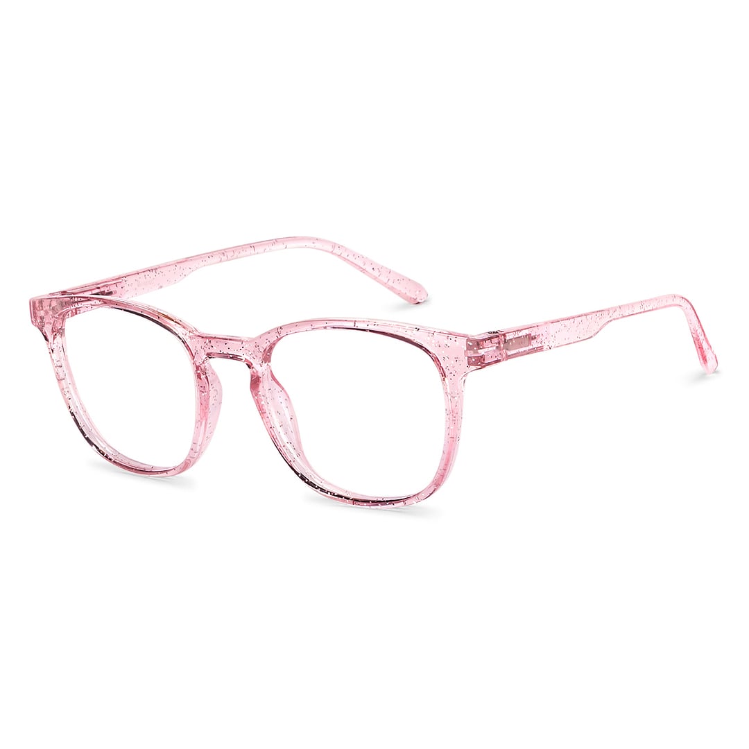 Lenskart BLU Screen Glasses Blue Block Zero Power Screen Glasses: Pink Transparent Pink Full Rim Square Lenskart Blu Glasses LB E14058-C10 right side