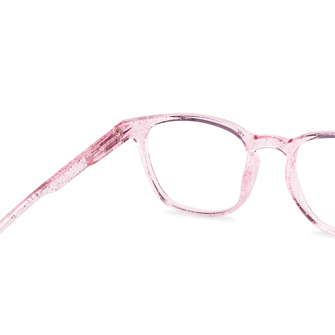 Lenskart BLU Screen Glasses Blue Block Zero Power Screen Glasses: Pink Transparent Pink Full Rim Square Lenskart Blu Glasses LB E14058-C10 right side