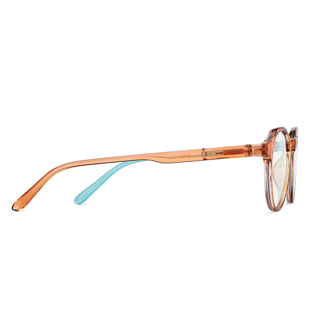 Lenskart BLU Screen Glasses Blue Block Zero Power Screen Glasses: Blue Brown Full Rim Geometric Lenskart Blu LB E14060-C9 left side