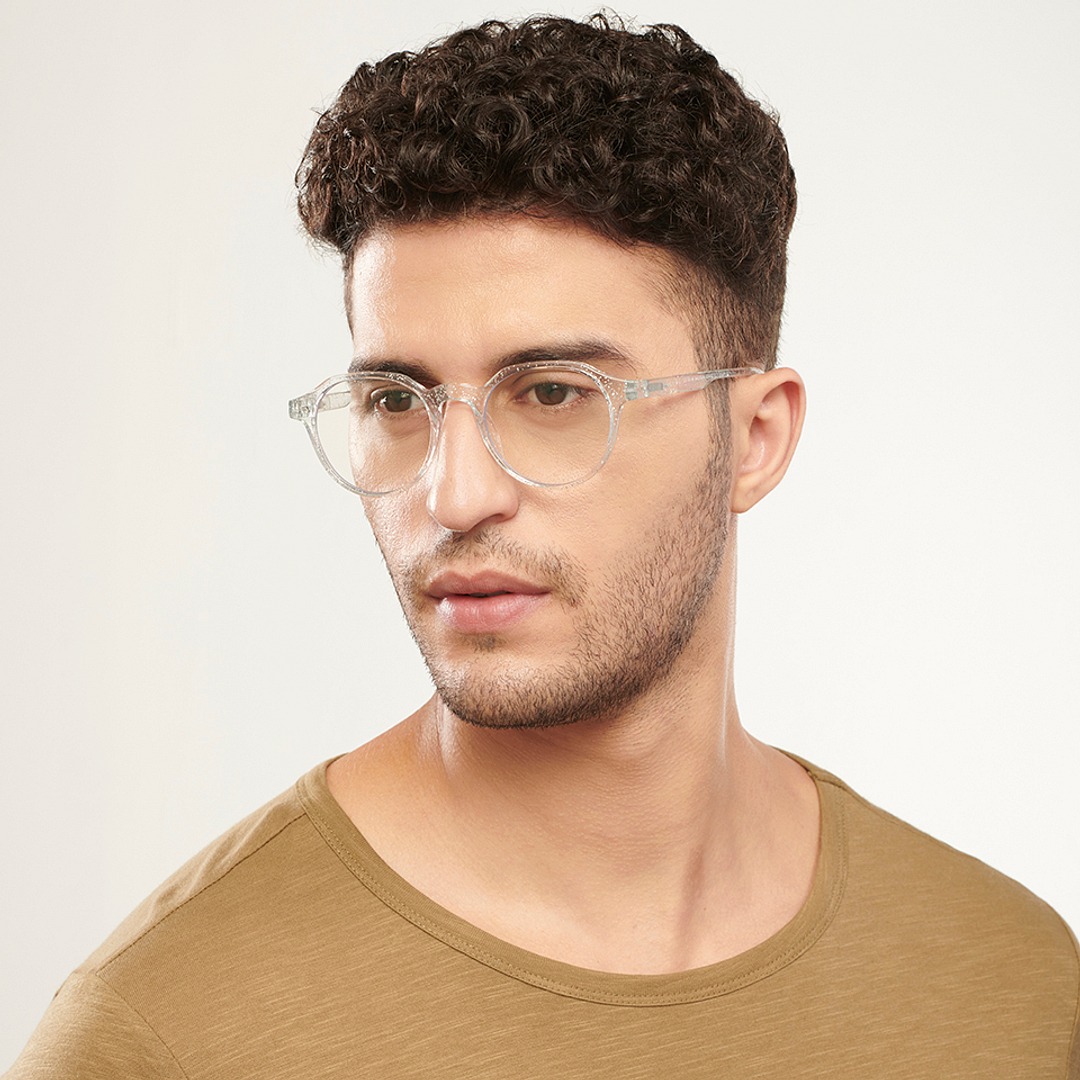 Lenskart BLU Screen Glasses Blue Block Zero Power Screen Glasses: Transparent Full Rim Geometric Lenskart Blu LB E14060-C11 left side