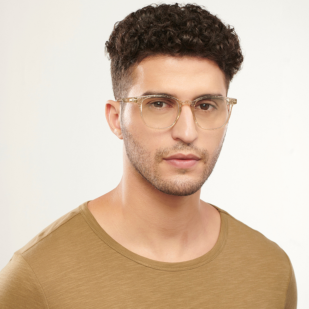 Lenskart BLU Screen Glasses Blue Block Zero Power Screen Glasses: Yellow Transparent Full Rim Square Lenskart Blu LB E14058-C11 left side