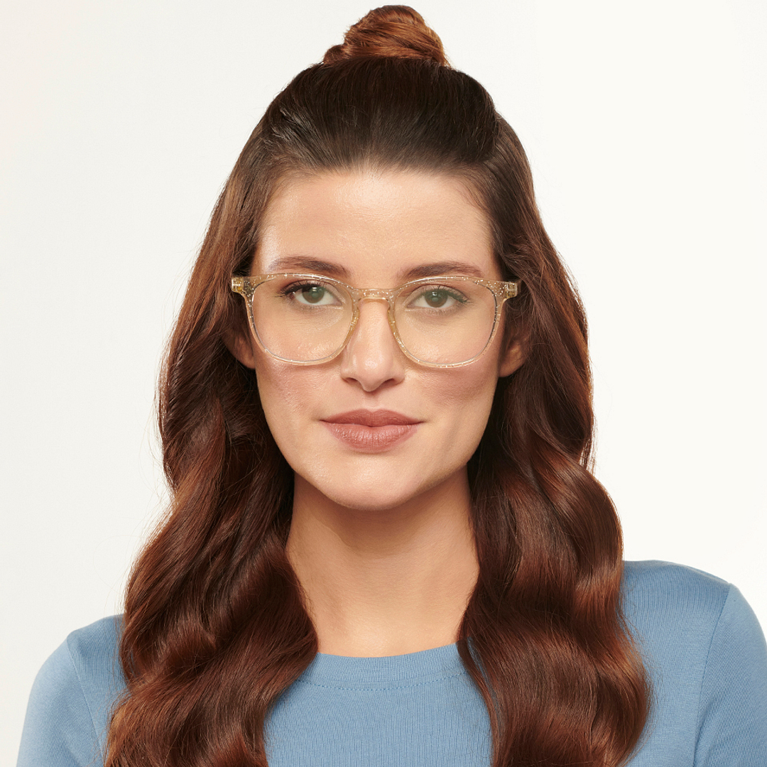 Lenskart BLU Screen Glasses Blue Block Zero Power Screen Glasses: Yellow Transparent Full Rim Square Lenskart Blu LB E14058-C11 right side