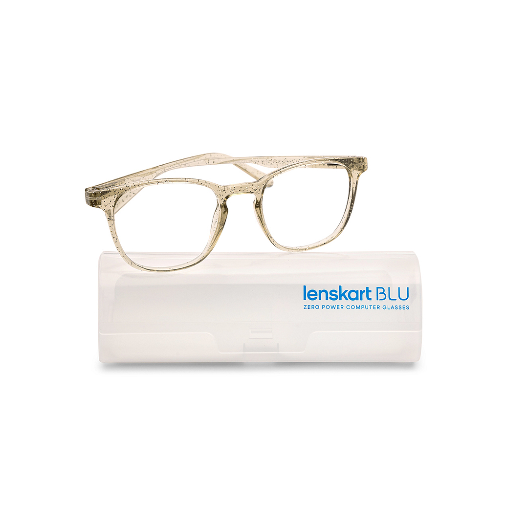 Lenskart BLU Screen Glasses Blue Block Zero Power Screen Glasses: Yellow Transparent Full Rim Square Lenskart Blu LB E14058-C11 left side