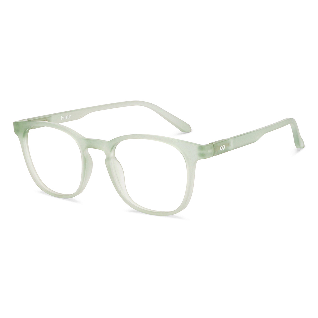 Lenskart Hustlr Screen Glasses Blue Block Phone Screen Glasses : Jade Green Full Rim Square Lenskart HUSTLR LB E14058-W C35 left side