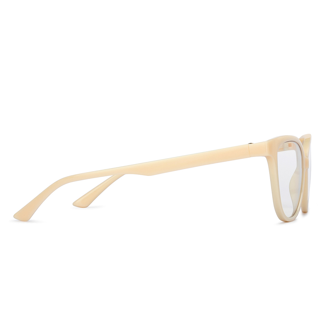 Lenskart BLU Screen Glasses Blue Block Zero Power Screen Glasses : Cream White Full Rim Cat Eye Lenskart BLU LB E14452-C5 left side